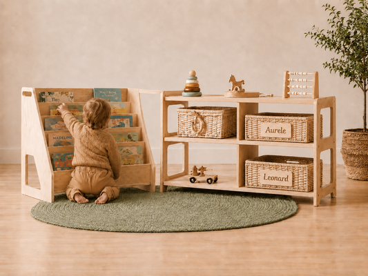 Montessori Bookshelf & Toy Storage Set - BabbliShelf™ & BabbliReach™