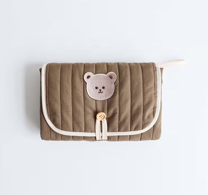 Babblidoo™ Quilted Bear Baby Changing Pad - Foldable Travel Mat