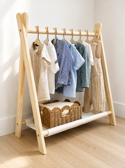 Montessori Toddler Clothes Rack | Child-Height Clothing Rail | BabbliRack™