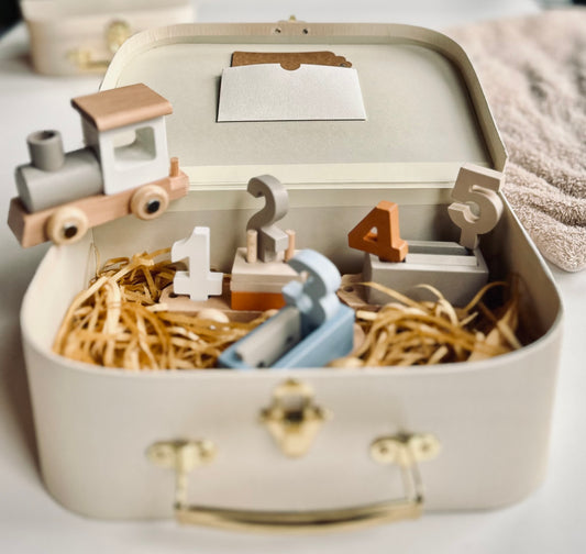 BabbliTrain™ Christmas Gift Set — Wooden Train in Keepsake Suitcase