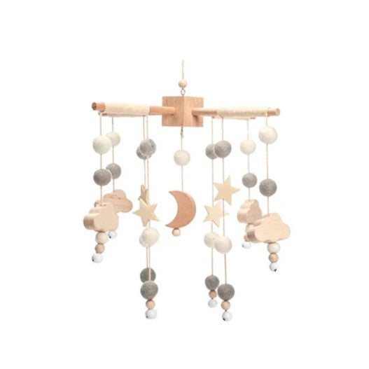 BabbliMobile™ – Moon & Star Baby Mobile with Music Box & Cloud Bracket