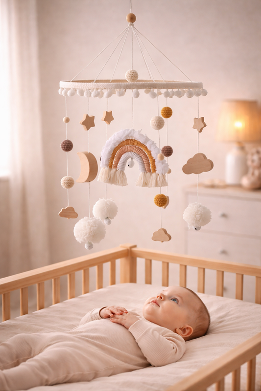 BabbliMobile™ – Rainbow Baby Mobile with Music Box & Crib Bracket