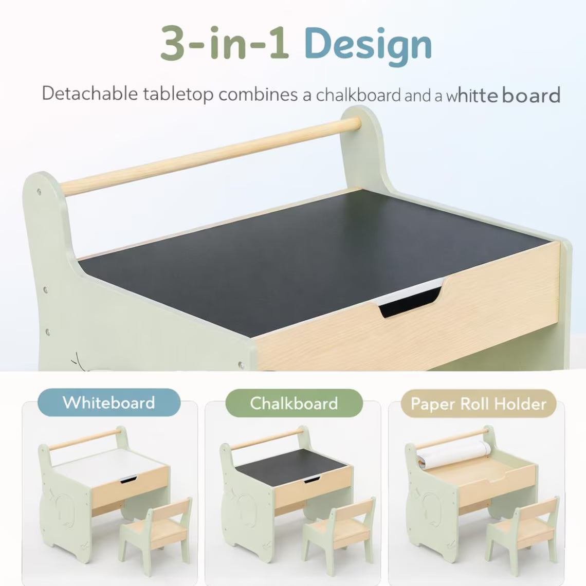 Montessori Kids Art Table and Chair Set | BabbliDesk™ Wooden Activity Desk