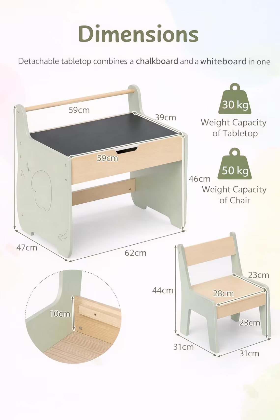 Montessori Kids Art Table and Chair Set | BabbliDesk™ Wooden Activity Desk