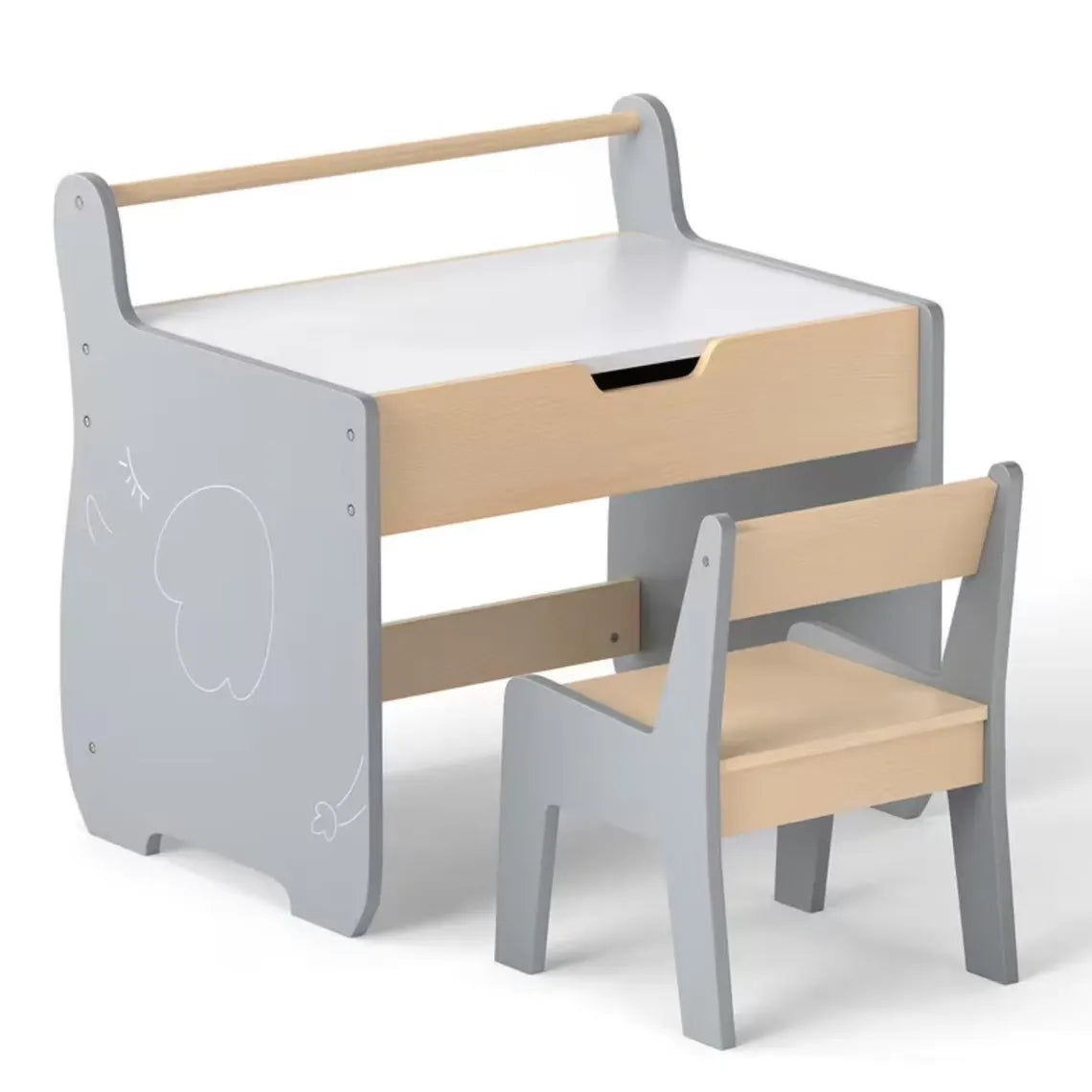 Montessori Kids Art Table and Chair Set | BabbliDesk™ Wooden Activity Desk
