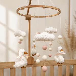 BabbliMobile™ Duck Baby Girl Mobile with Music Box & Cloud Bracket