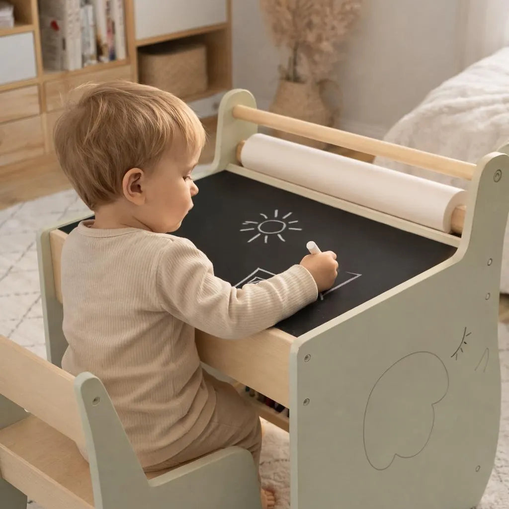 Montessori Kids Art Table and Chair Set | BabbliDesk™ Wooden Activity Desk