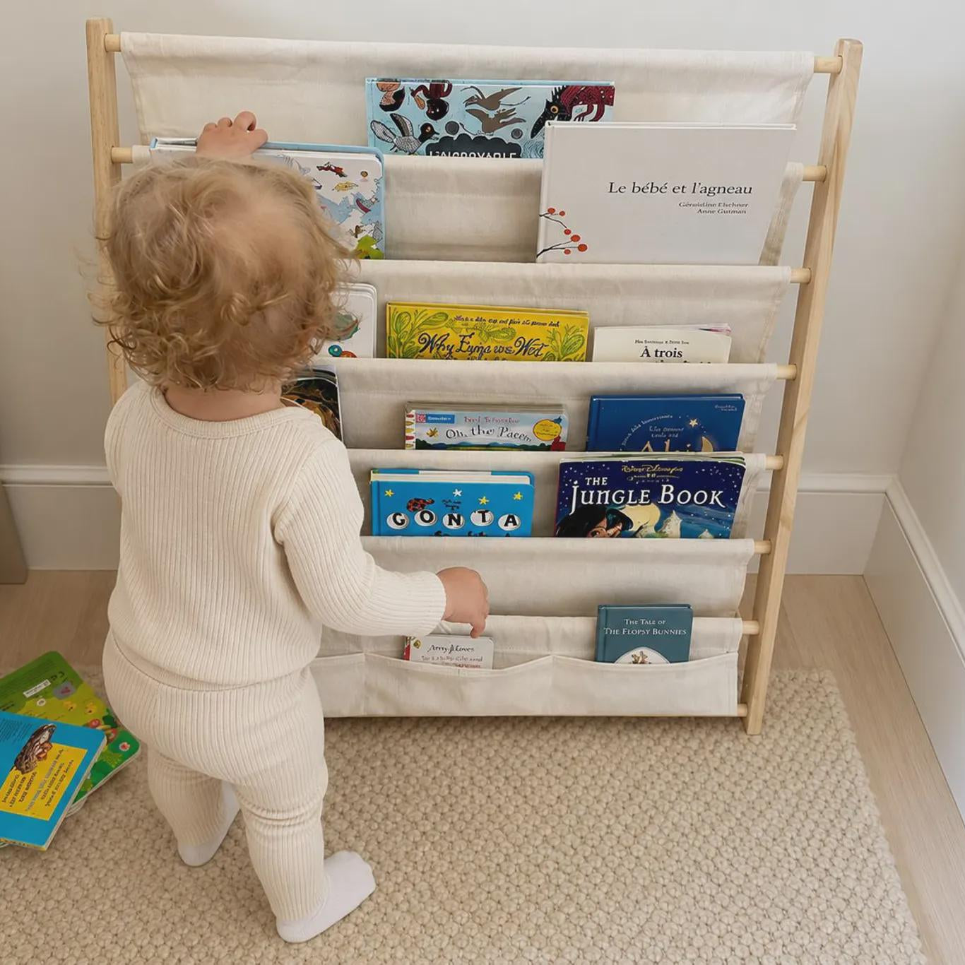 Montessori Bookshelf | BabbliBook™ Front-Facing Wooden Book Rack for Babies, Toddlers & Young Children